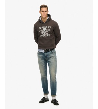 Superdry Braunes Kapuzensweatshirt mit Totenkopf