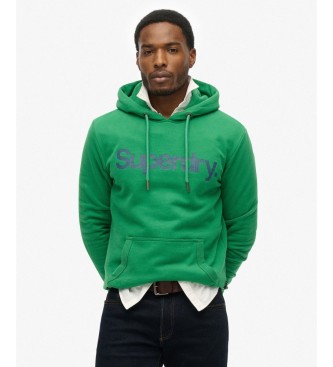 Superdry Pulover s kapuco Core Logo zelena