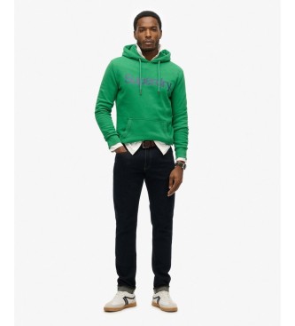 Superdry Pulover s kapuco Core Logo zelena