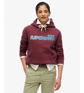 Superdry Sudadera con capucha Faded Core burdeos