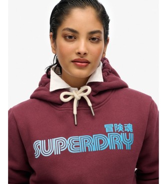 Superdry Sudadera con capucha Faded Core burdeos
