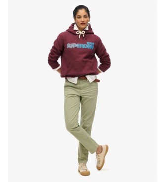 Superdry Sudadera con capucha Faded Core burdeos