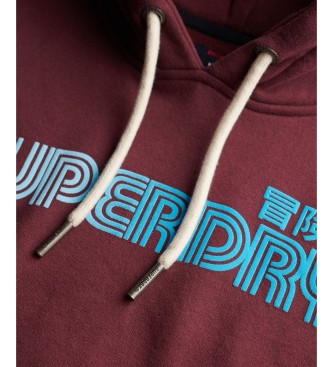 Superdry Sudadera con capucha Faded Core burdeos
