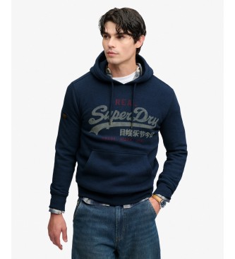 Superdry Bluza z kapturem Heritage Relaxed, granatowa