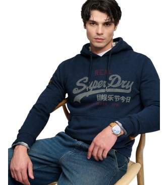 Superdry Bluza z kapturem Heritage Relaxed, granatowa