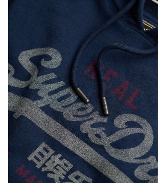Superdry Bluza z kapturem Heritage Relaxed, granatowa