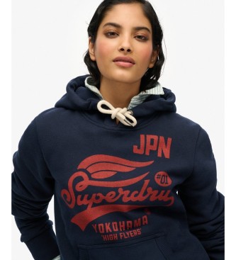 Superdry Sweat à capuche High Flyers bleu marine