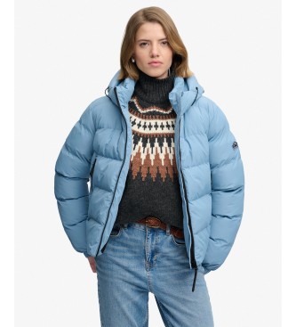 Superdry Blaue gesteppte Hooded Sports-Jacke