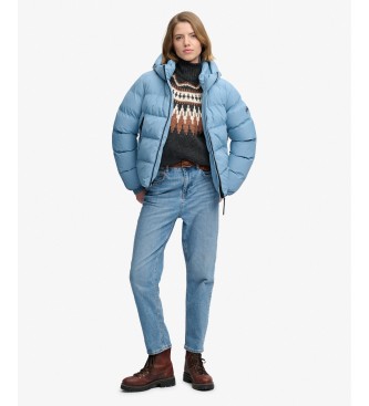 Superdry Blaue gesteppte Hooded Sports-Jacke