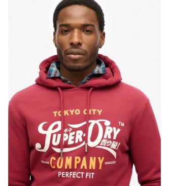 Superdry Pulover s kapuco Perfect FIT Script bordo