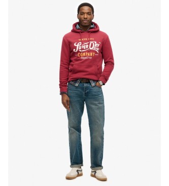 Superdry Pulover s kapuco Perfect FIT Script bordo