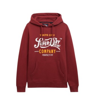 Superdry Pulover s kapuco Perfect FIT Script bordo