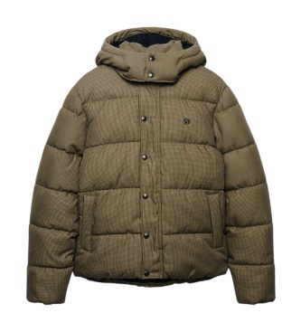 Superdry Premium geruite jas met capuchon in bruin