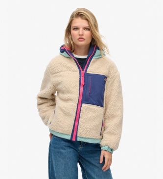 Superdry Vintage Hooded Sherpa hættetrøje i beige