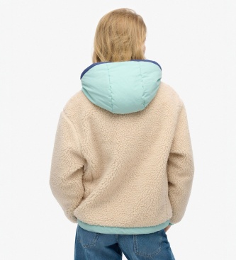 Superdry Vintage Hooded Sherpa hættetrøje i beige