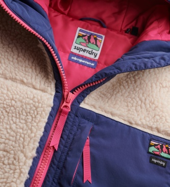 Superdry Vintage Hooded Sherpa hættetrøje i beige