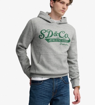 Superdry Sudadera con capucha Vintage Script gris