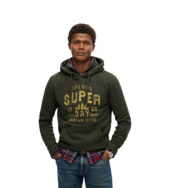 Superdry Felpa con cappuccio Work Shop verde