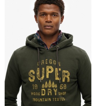 Superdry Felpa con cappuccio Work Shop verde