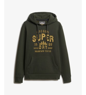 Superdry Felpa con cappuccio Work Shop verde