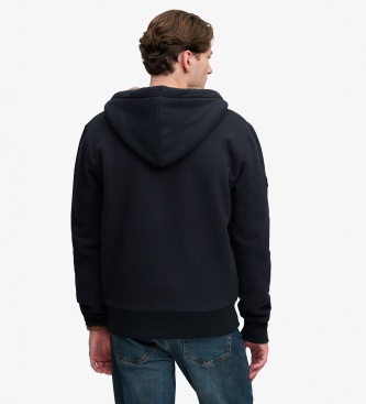 Superdry Sudadera con capucha y cremallera Borg Lined azul marino