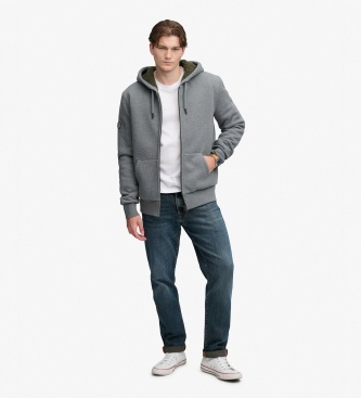 Superdry Sudadera con capucha y cremallera Borg Lined gris