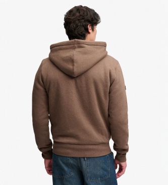 Superdry Sudadera con capucha y cremallera Borg Lined marrón