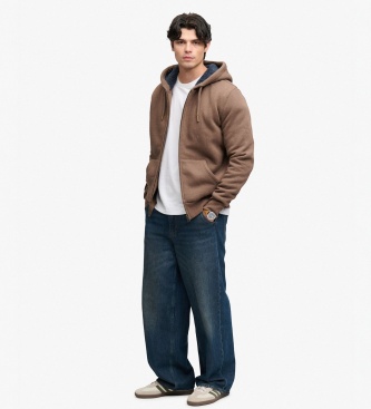 Superdry Sudadera con capucha y cremallera Borg Lined marrón