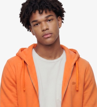 Superdry Sudadera con capucha y cremallera Essential Logo naranja