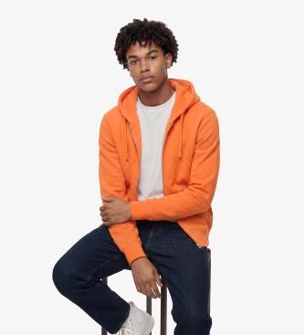 Superdry Sudadera con capucha y cremallera Essential Logo naranja