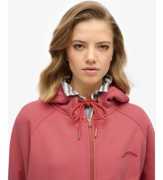 Superdry Red Essential Logo Raglan zip-up hoodie