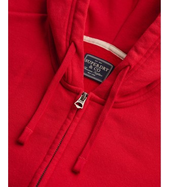 Superdry Pulover s kapuco in zadrgo Essential Logo rdeča
