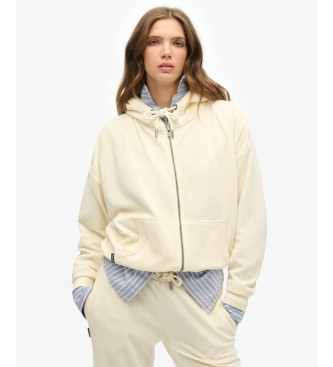 Superdry Off-white Velour zip-up hoodie