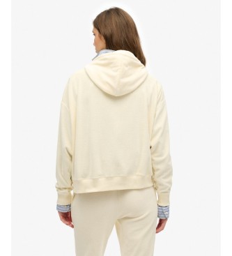 Superdry Off-white Velour zip-up hoodie