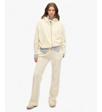 Superdry Off-white Velour zip-up hoodie