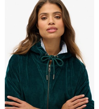 Superdry Velour green zip-up hoodie