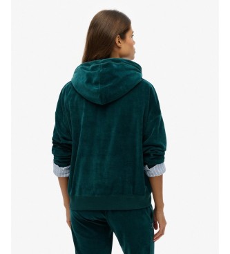 Superdry Velour green zip-up hoodie