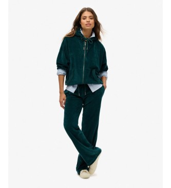 Superdry Velour green zip-up hoodie