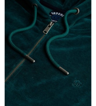 Superdry Velour green zip-up hoodie
