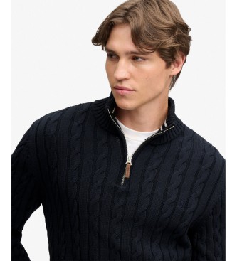 Superdry Pull demi-zippé Cotton Classic Cable 1 2 marine