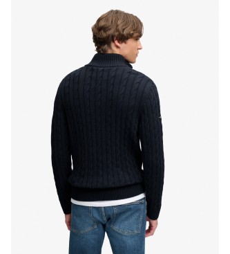 Superdry Pull demi-zippé Cotton Classic Cable 1 2 marine