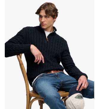 Superdry Pull demi-zippé Cotton Classic Cable 1 2 marine