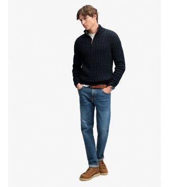 Superdry Pull demi-zippé Cotton Classic Cable 1 2 marine