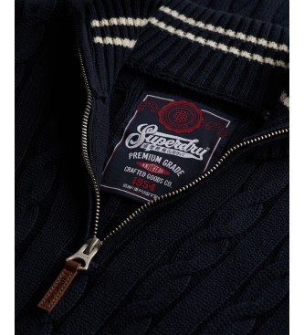 Superdry Pull demi-zippé Cotton Classic Cable 1 2 marine