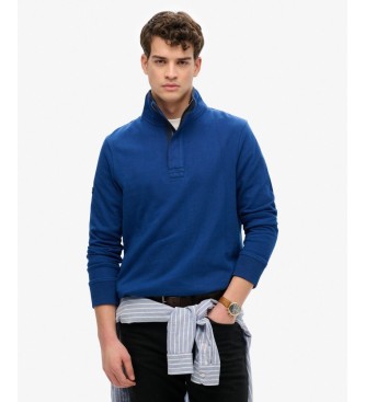 Superdry Moletom com meio zíper Cotton Classic Half azul