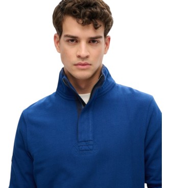 Superdry Moletom com meio zíper Cotton Classic Half azul