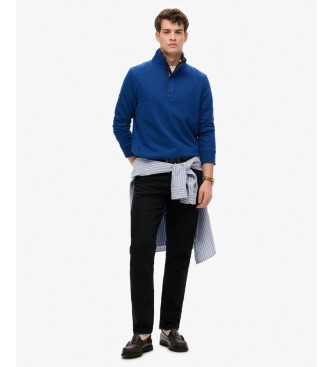 Superdry Moletom com meio zíper Cotton Classic Half azul