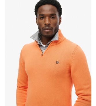 Superdry Pull à demi-fermeture éclair Cotton Half orange