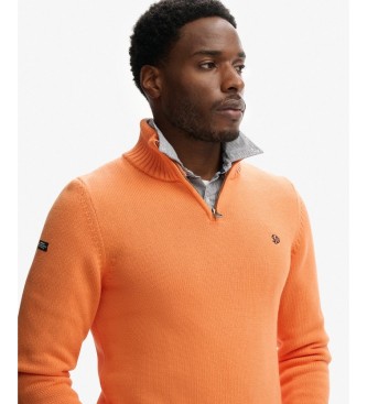Superdry Pull à demi-fermeture éclair Cotton Half orange