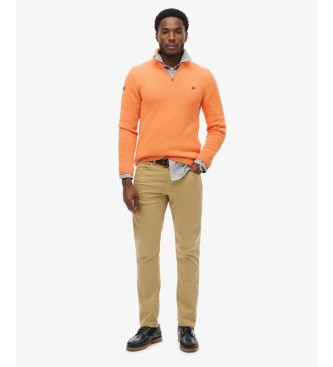 Superdry Pull à demi-fermeture éclair Cotton Half orange